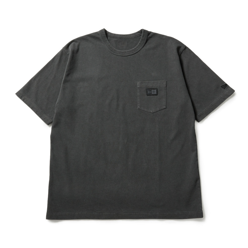 New Era Garment Dyed Box Logo Woven Patch Charcoal Gray Short Sleeve T-Shirt