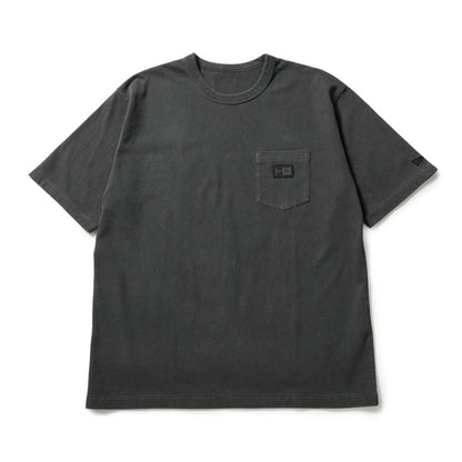 New Era Garment Dyed Box Logo Woven Patch Charcoal Gray Short Sleeve T-Shirt