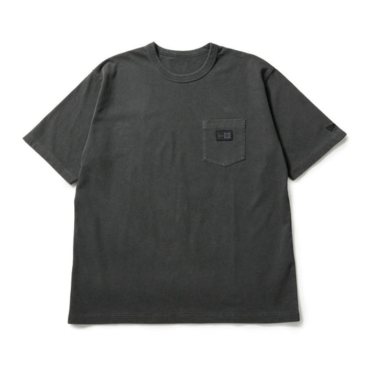 New Era Garment Dyed Box Logo Woven Patch Charcoal Gray Short Sleeve T-Shirt