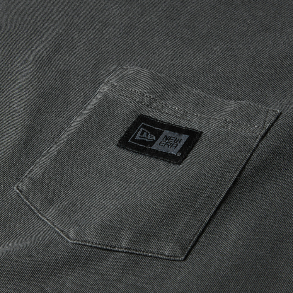 New Era Garment Dyed Box Logo Woven Patch Charcoal Gray Short Sleeve T-Shirt