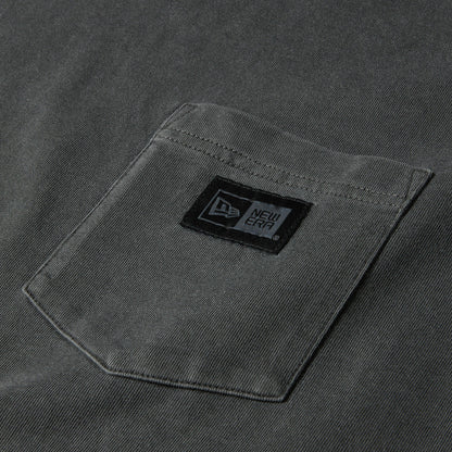 New Era Garment Dyed Box Logo Woven Patch Charcoal Gray Short Sleeve T-Shirt