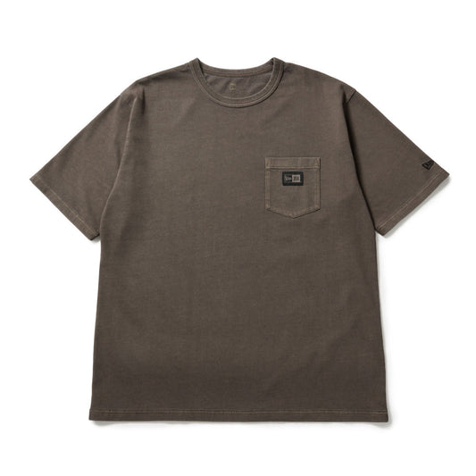 New Era Garment Dyed Box Logo Woven Patch Brown Short Sleeve T-Shirt