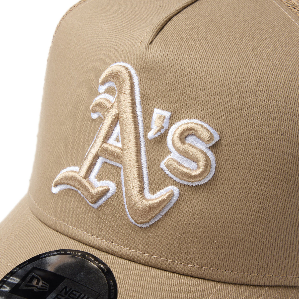 9FORTY A-Frame Trucker Athletics Side Patch Khaki Snapback