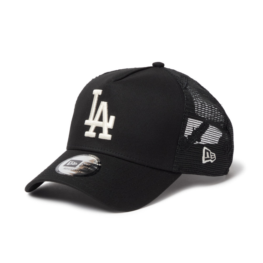 9FORTY A-Frame Trucker Los Angeles Dodgers Embroidered Mesh Black Snapback