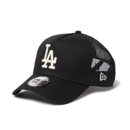 9FORTY A-Frame Trucker Los Angeles Dodgers Embroidered Mesh Black Snapback