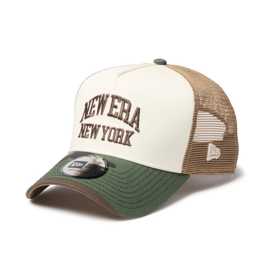 9FORTY A-Frame Trucker New York College Beige Camo Snapback