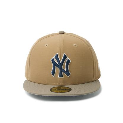 59FIFTY New York Yankees Grosgrain 2-Tone Olive Visor Khaki Fitted