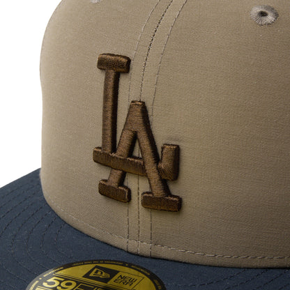 59FIFTY Los Angeles Dodgers Grosgrain 2-Tone Navy Visor Olive Fitted