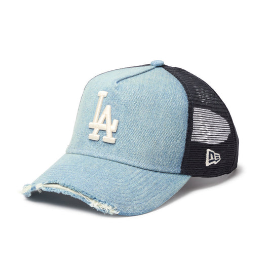 9FORTY A-Frame Trucker Los Angeles Dodgers Washed Denim Snapback