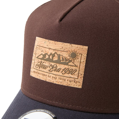 9FORTY A-Frame Trucker Duck Cork Patch 2-Tone Burntwood Visor Navy Snapback