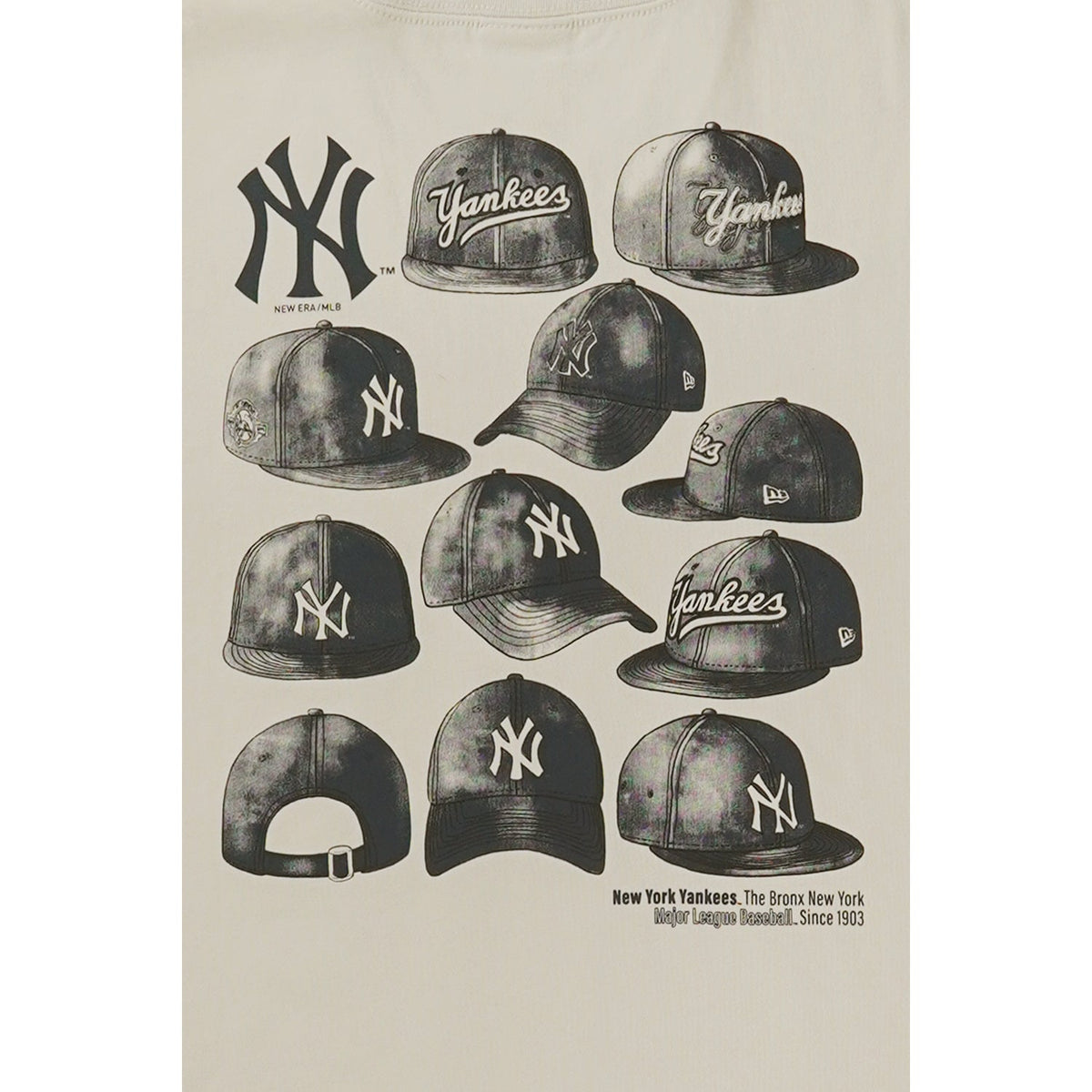 New York Yankees Cap Graphic Vintage Stone Short Sleeve T-Shirt