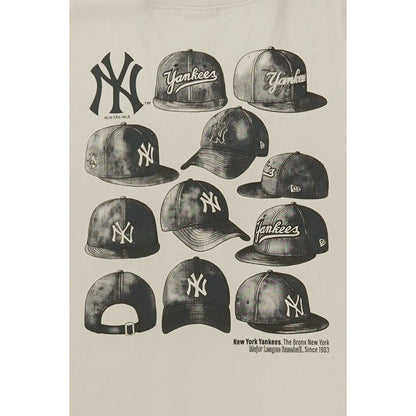 New York Yankees Cap Graphic Vintage Stone Short Sleeve T-Shirt
