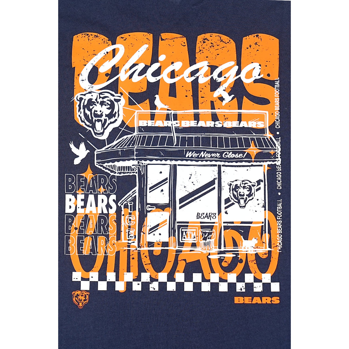 Chicago Bears NFL Restro Navy Oversized Short Sleeve T-Shirt