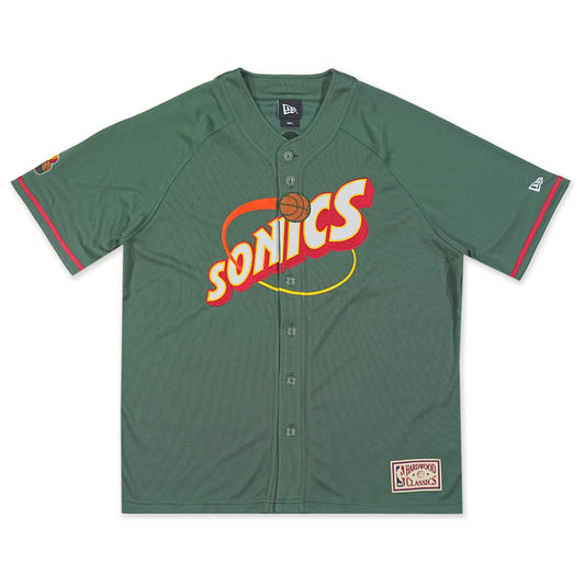 Seattle SuperSonics NBA Hardwood Classics Short Sleeve Cilantro Green Baseball Jersey