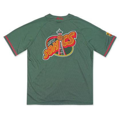 Seattle SuperSonics NBA Hardwood Classics Short Sleeve Cilantro Green Baseball Jersey