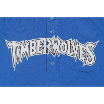 Minnesota Timberwolves NBA Hardwood Classics  Short Sleeve Seashore Blue Baseball Jersey