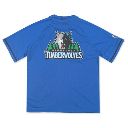 Minnesota Timberwolves NBA Hardwood Classics  Short Sleeve Seashore Blue Baseball Jersey