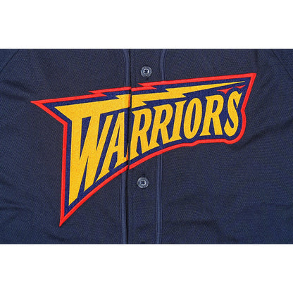 Golden State Warriors NBA Hardwood Classics Short Sleeve Navy Baseball Jersey