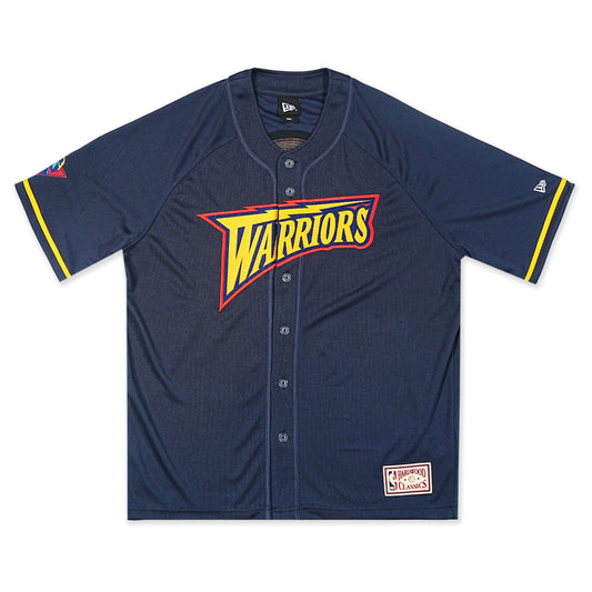 Golden State Warriors NBA Hardwood Classics Short Sleeve Navy Baseball Jersey