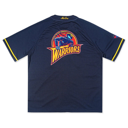 Golden State Warriors NBA Hardwood Classics Short Sleeve Navy Baseball Jersey