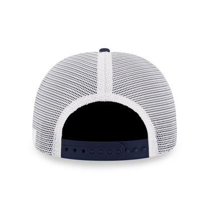 9SEVENTY Trucker Detroit Tigers 2-Tone Navy Visor Chrome White Stretch Snapback