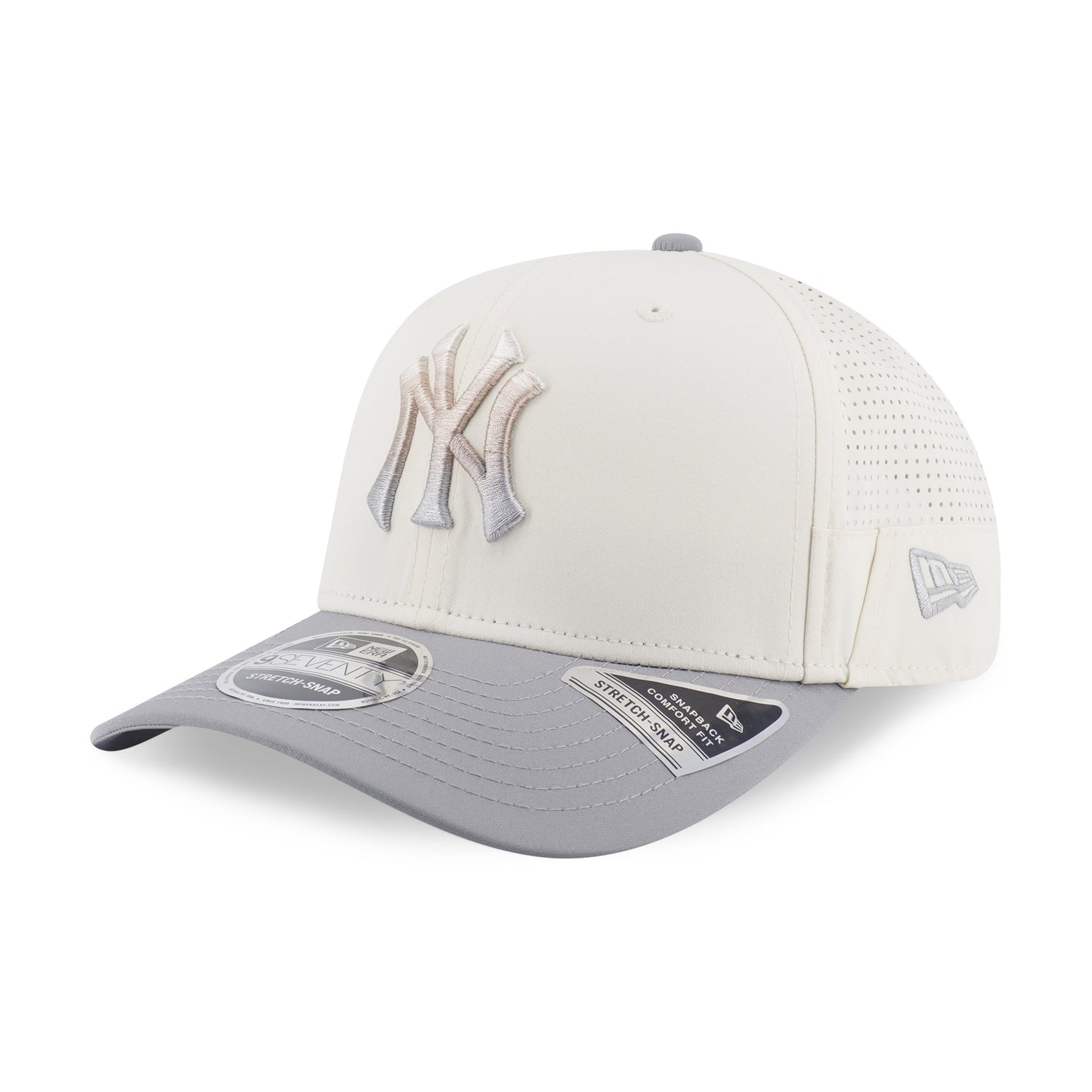 9SEVENTY New York Yankees Gradient 2-Tone Gray Visor Chrome White Stretch Snapback