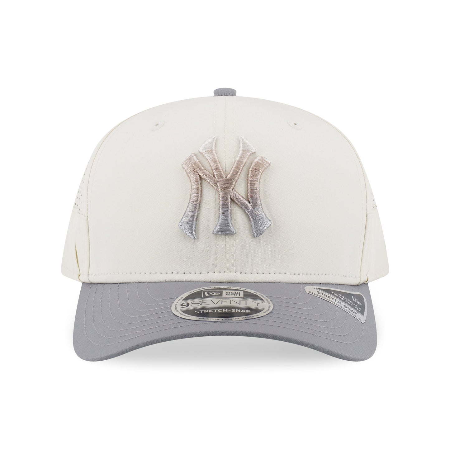 9SEVENTY New York Yankees Gradient 2-Tone Gray Visor Chrome White Stretch Snapback