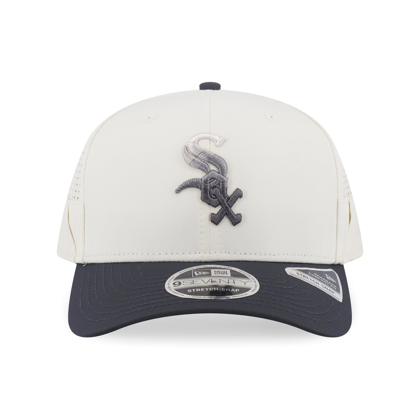 9SEVENTY Chicago White Sox Gradient 2-Tone Graphite Visor Chrome White Stretch Snapback