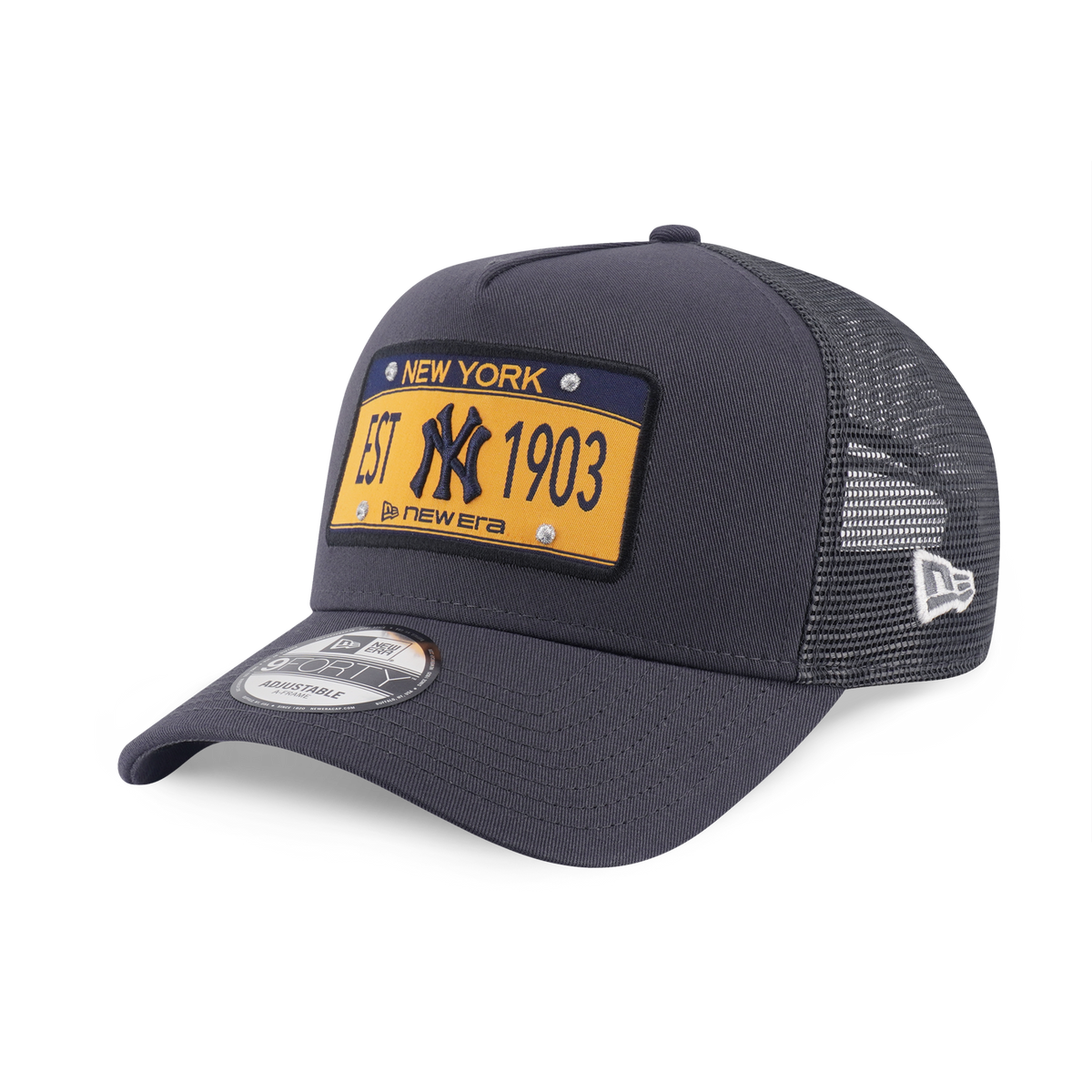 9FORTY A-Frame Trucker New York Yankees License Plate Graphite Adjustable