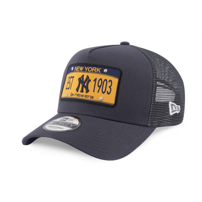9FORTY A-Frame Trucker New York Yankees License Plate Graphite Adjustable