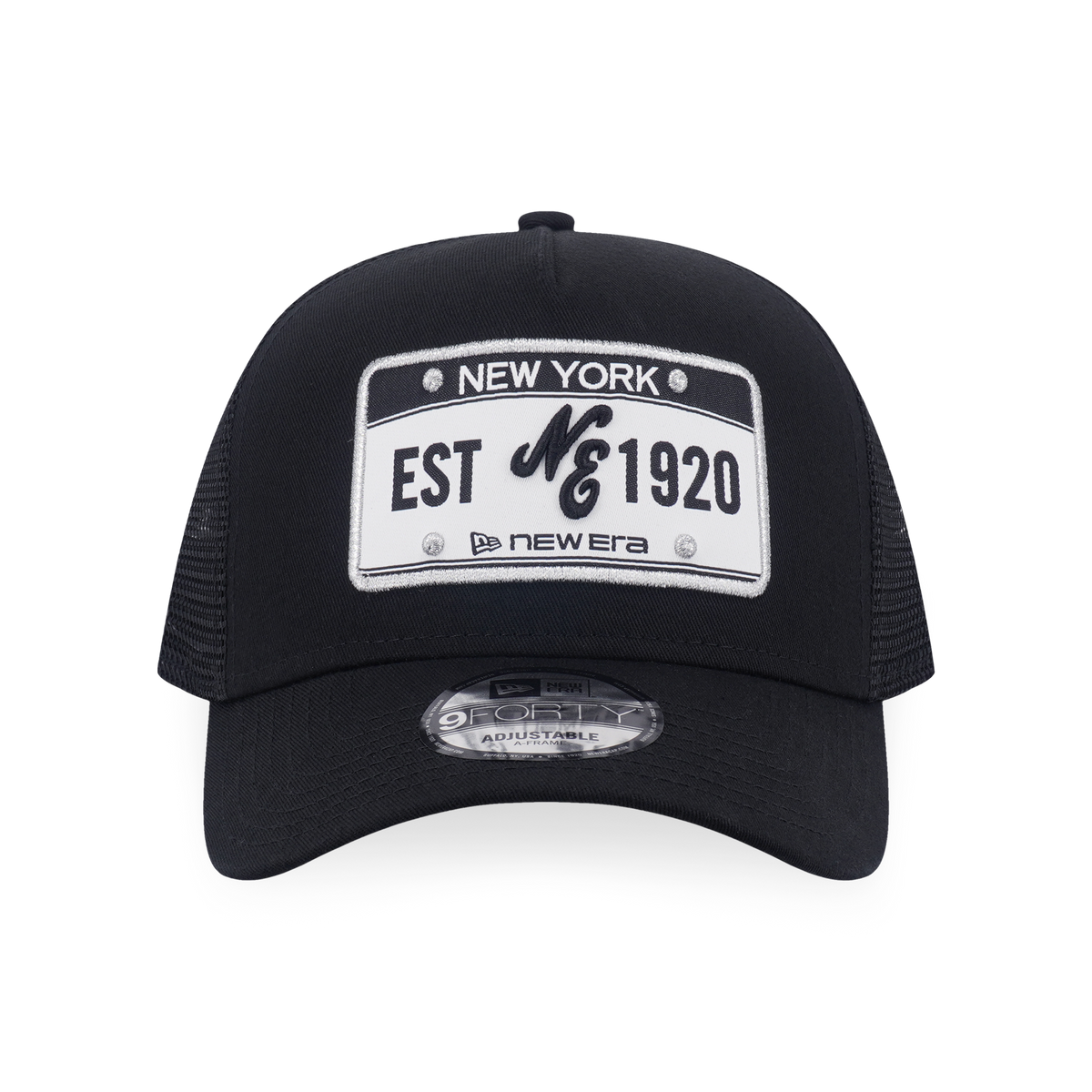 9FORTY A-Frame Trucker License Plate Black Adjustable