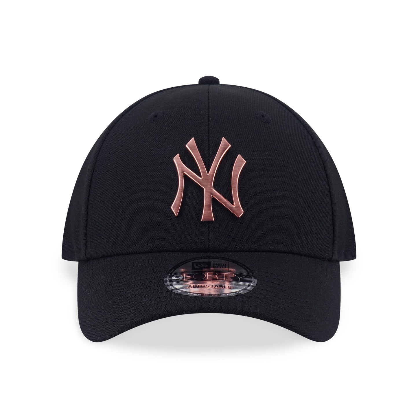 9FORTY New York Yankees Rose Gold Metal Badge Black Adjustable