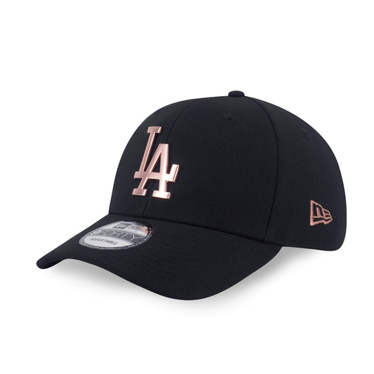 9FORTY Los Angeles Dodgers Rose Gold Metal Badge Black Adjustable