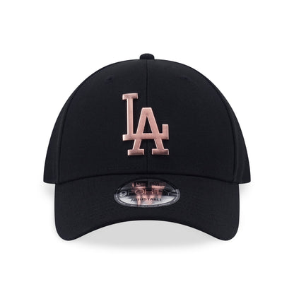 9FORTY Los Angeles Dodgers Rose Gold Metal Badge Black Adjustable