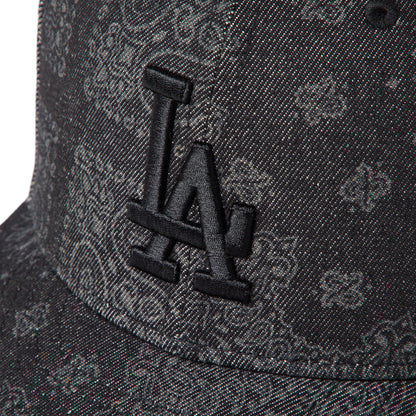 59FIFTY Pre-Curved Los Angeles Dodgers Laser Burn Out Denim Black Fitted