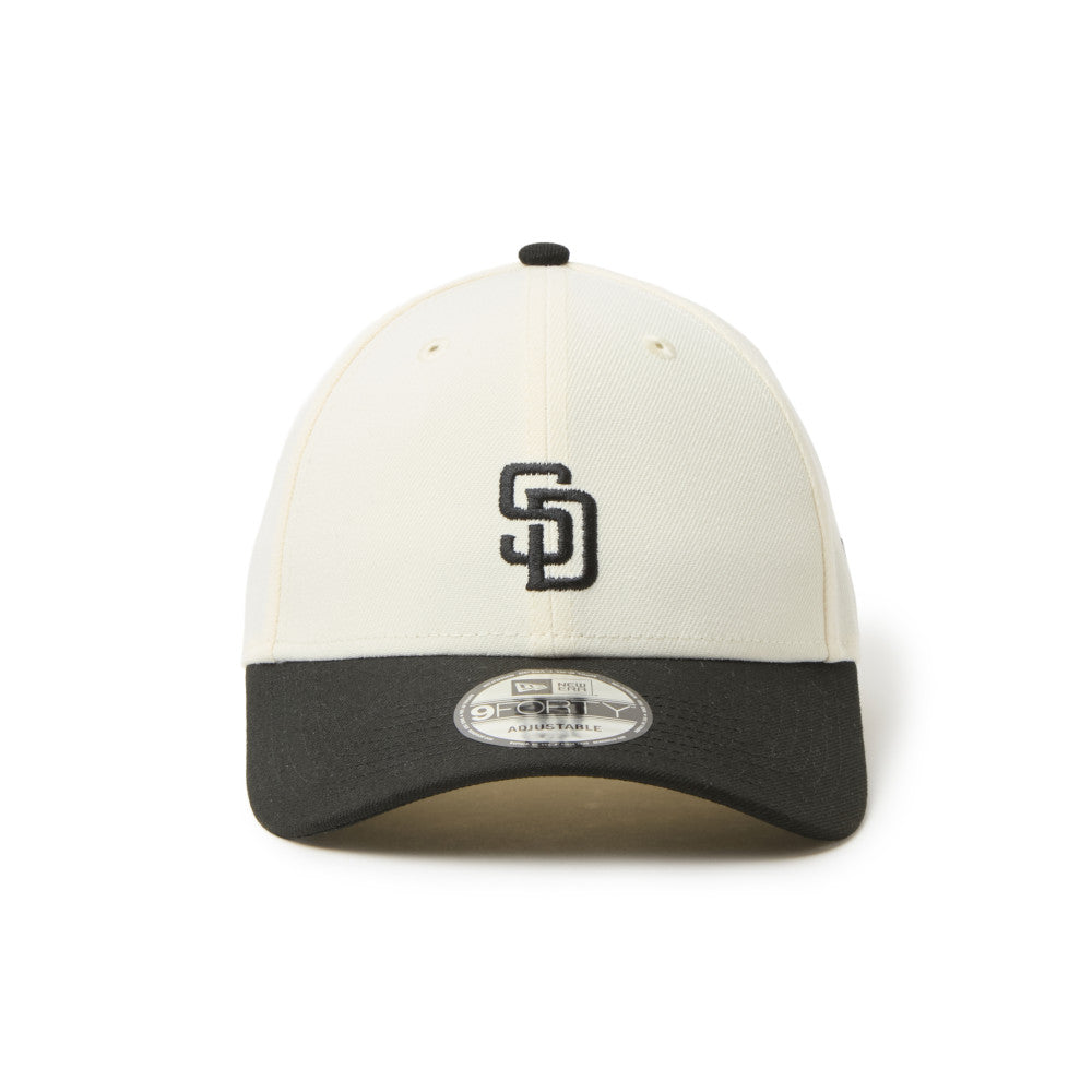 9FORTY CS San Diego Padres 2-Tone Black Visor Chrome White Black Adjustable