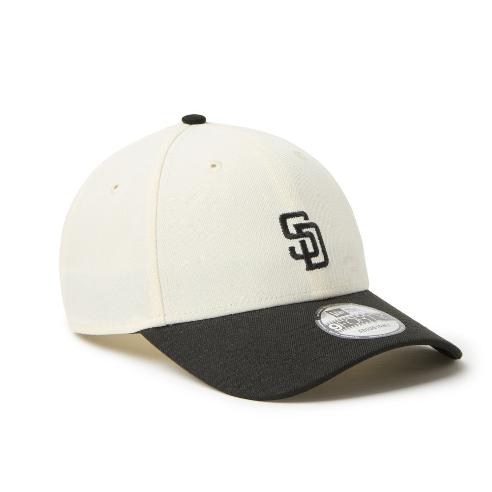 9FORTY CS San Diego Padres 2-Tone Black Visor Chrome White Black Adjustable
