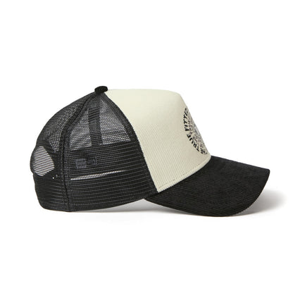 9FORTY A-Frame Trucker Corduroy OOTTF 2-Tone Black Visor Chrome White Snapback