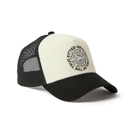 9FORTY A-Frame Trucker Corduroy OOTTF 2-Tone Black Visor Chrome White Snapback