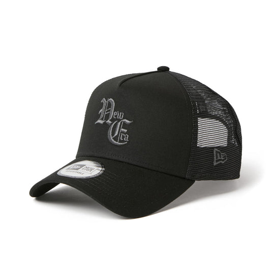 9FORTY A-Frame Trucker New Era Old English Black Snapback