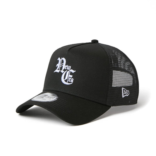 9FORTY A-Frame Trucker New Era Old English Black Snapback