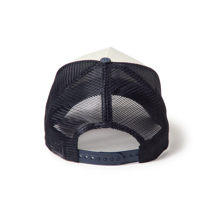 9FORTY A-Frame Trucker New York Yankees Laser Burn Out Denim 2-Tone Denim Visor Chrome White Snapback