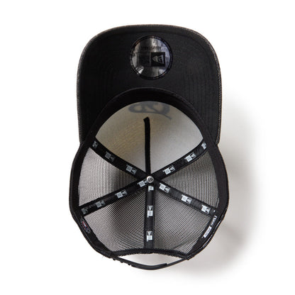 9FORTY A-Frame Trucker Los Angeles Dodgers City Connect Laser Burn Out 2-Tone Black Visor Chrome White Snapback