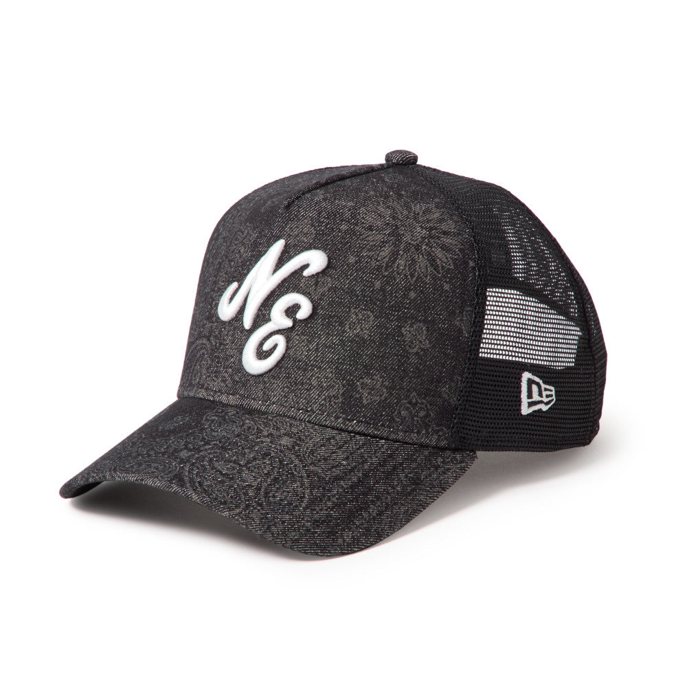 9FORTY A-Frame Trucker Classic New Era Laser Burn Out Denim Black Snapback