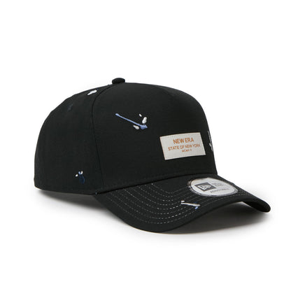 9FORTY A-Frame Splash Embroidery Woven Patch Black Snapback