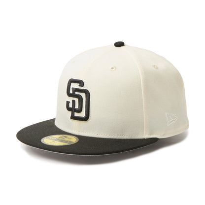 59FIFTY San Diego Padres 2-Tone Black Visor Chrome White Fitted