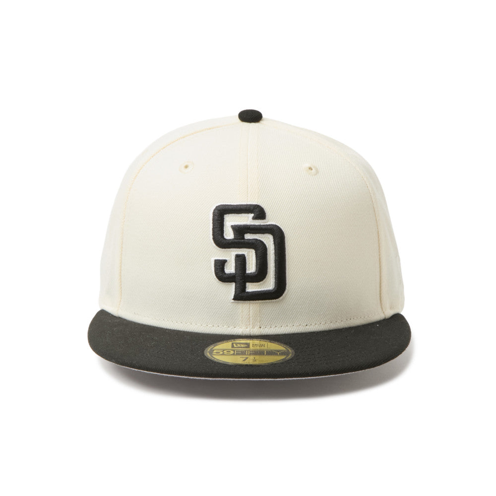 59FIFTY San Diego Padres 2-Tone Black Visor Chrome White Fitted