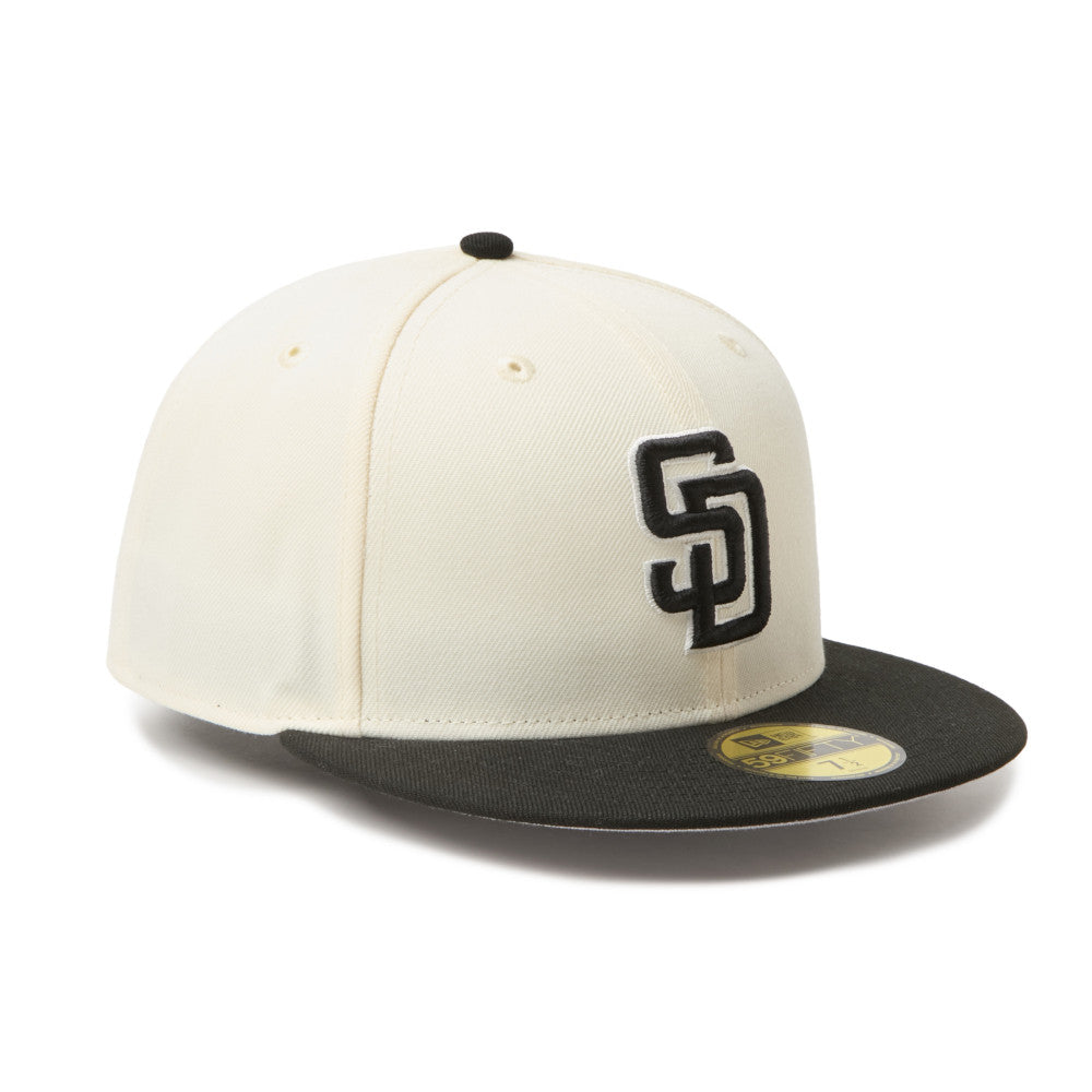 59FIFTY San Diego Padres 2-Tone Black Visor Chrome White Fitted