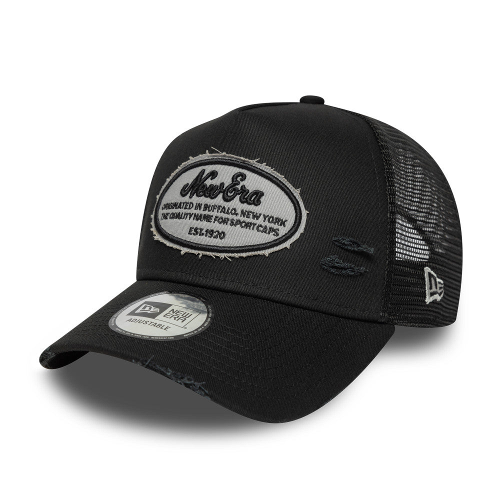 9FORTY E-Frame Trucker New Era Oval Canvas Distress Black Snapback