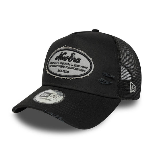 9FORTY E-Frame Trucker New Era Oval Canvas Distress Black Snapback